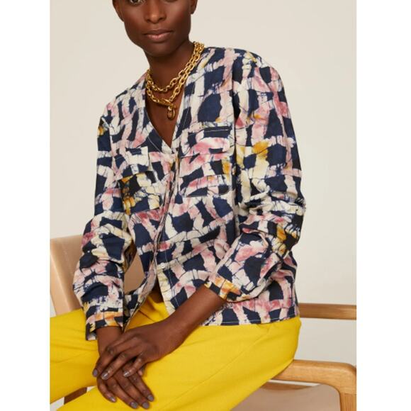 BUSAYO COLLECTIVE Multicolor Abstract Two Tone Button-Up Shirt Size XS - Picture 3 of 9